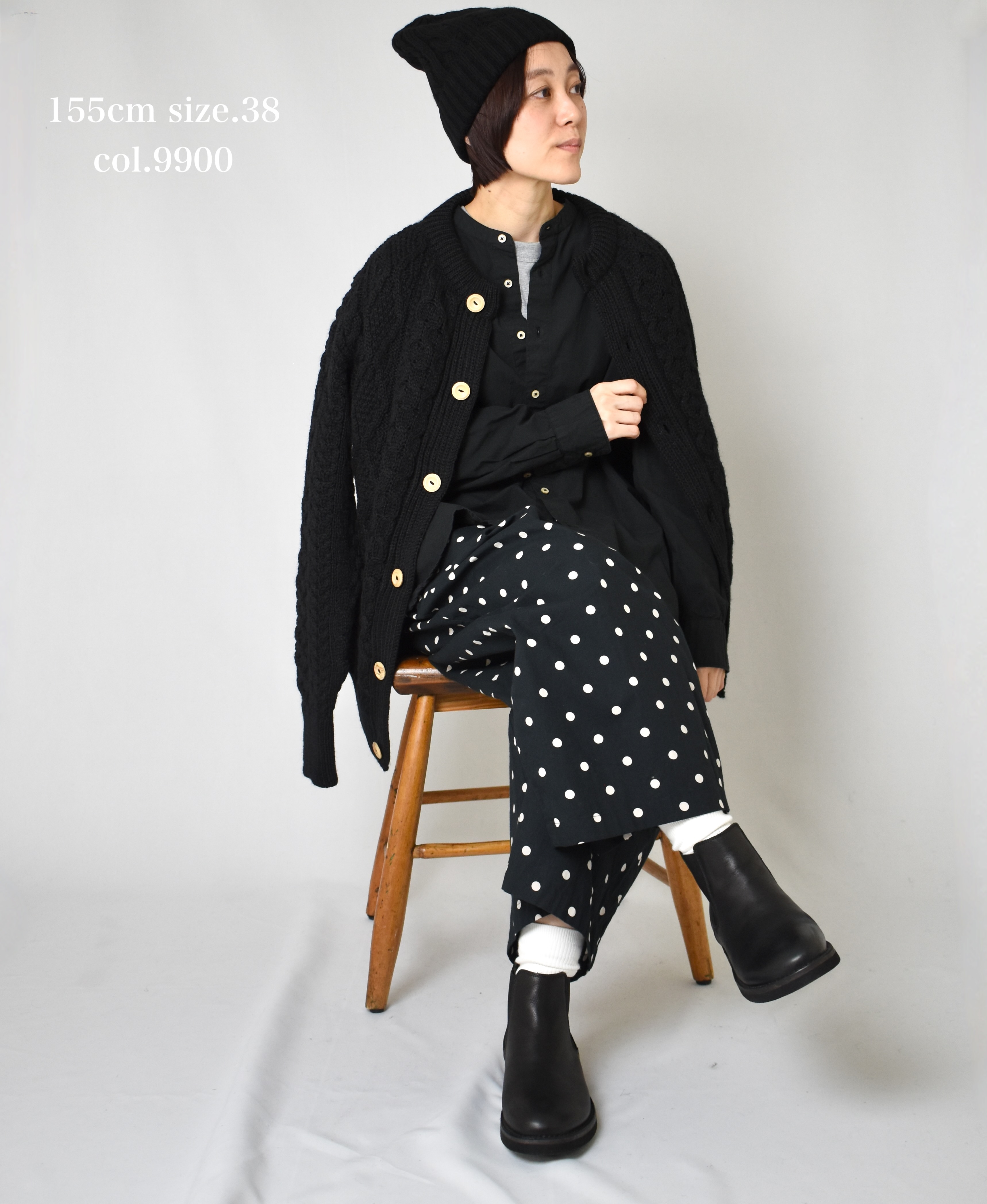 CHT1951W (ニット) WOOL ARAN CREW CARDIGAN (WOOD BUTTON)