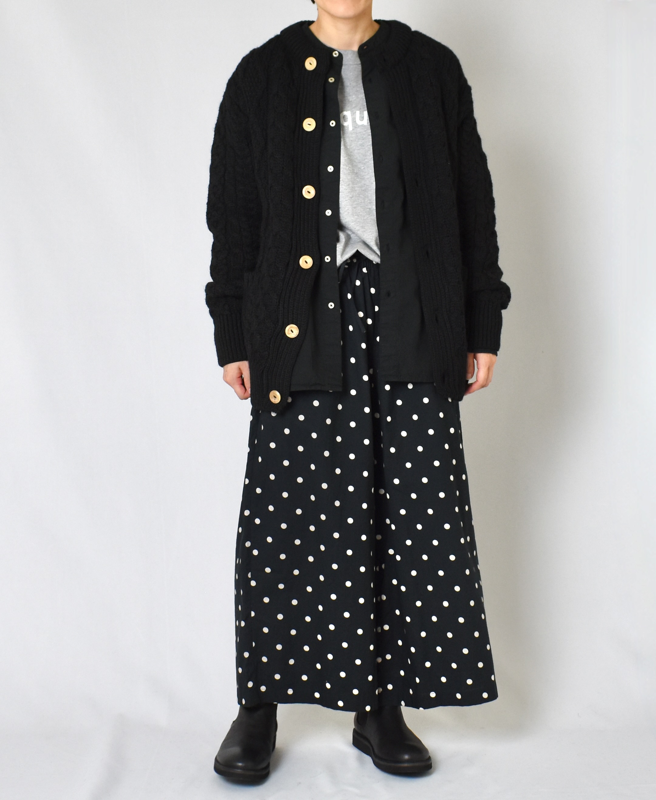CHT1951W (ニット) WOOL ARAN CREW CARDIGAN (WOOD BUTTON)