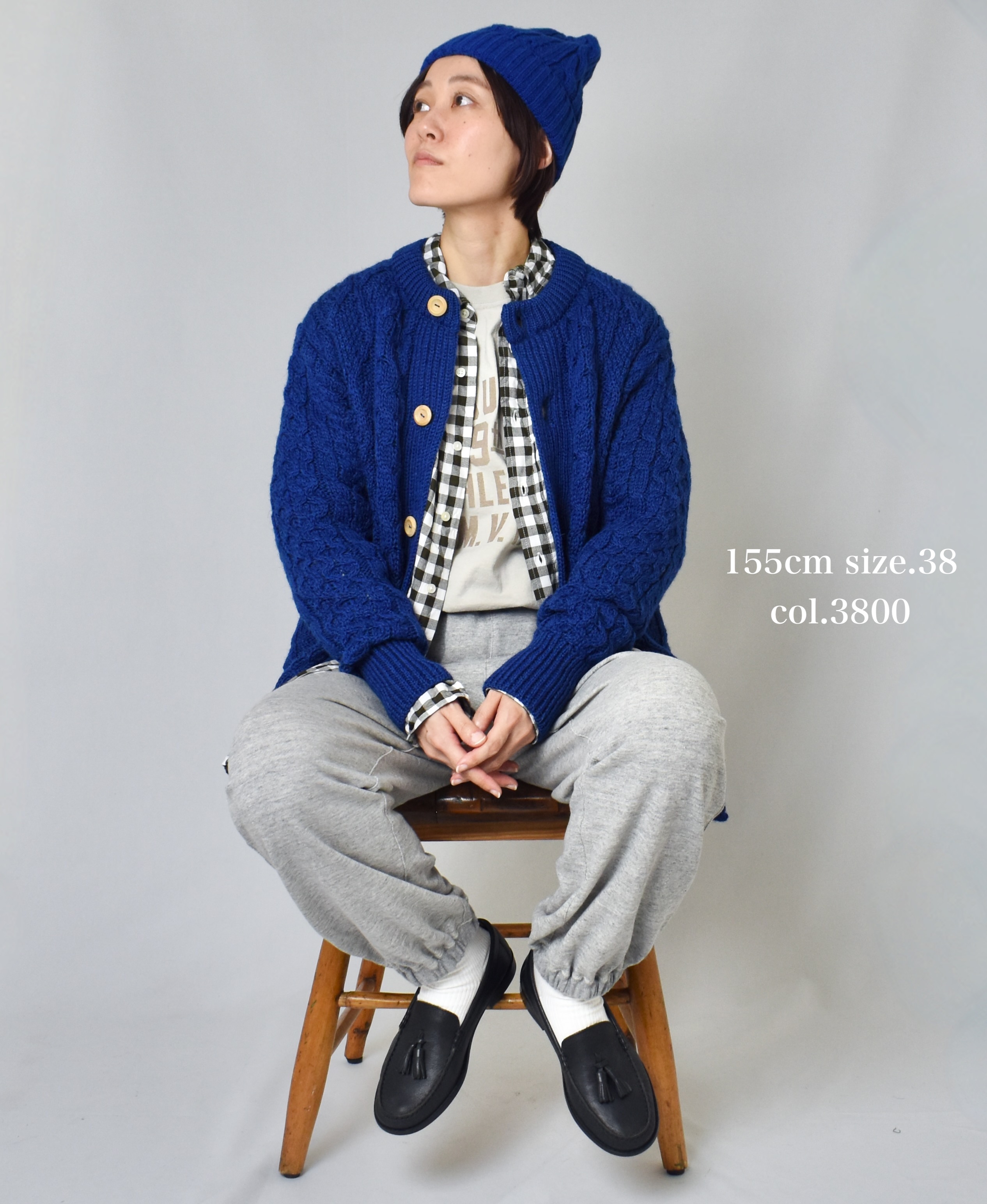 CHT1951W (ニット) WOOL ARAN CREW CARDIGAN (WOOD BUTTON)