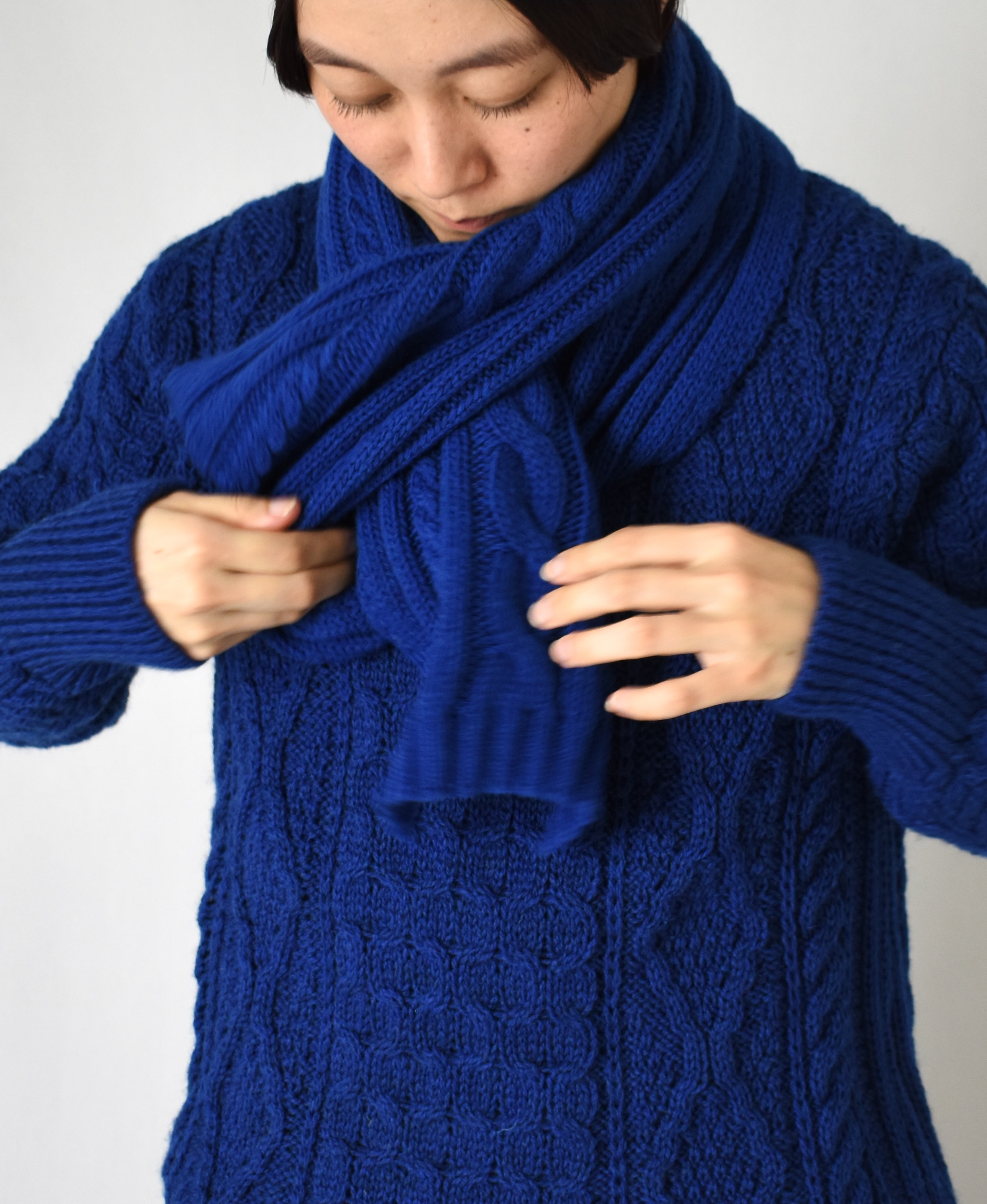 BNHT2251 (スカーフ) WOOL CABLE SCARF
