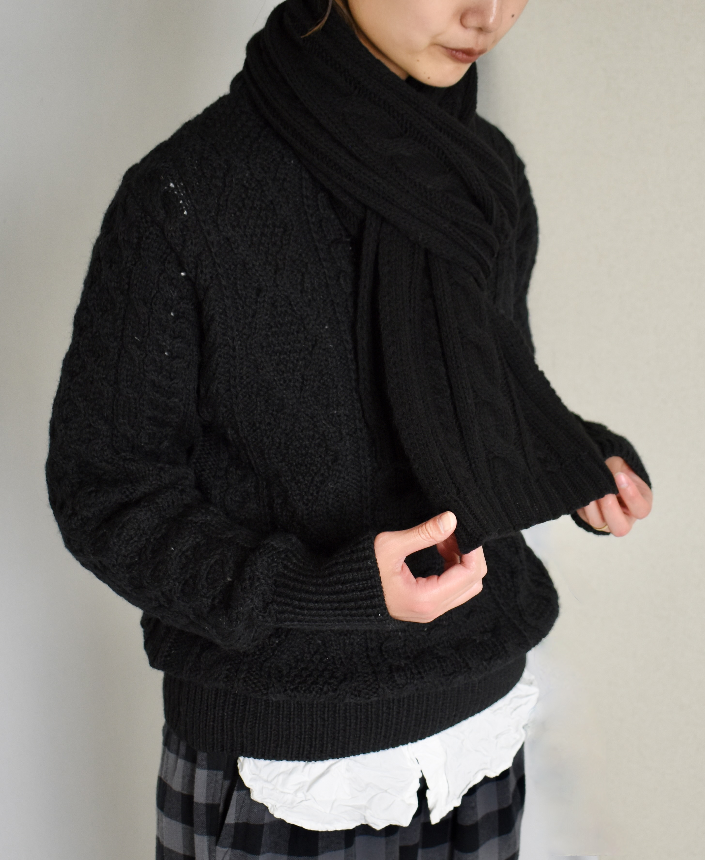BNHT2251 (スカーフ) WOOL CABLE SCARF