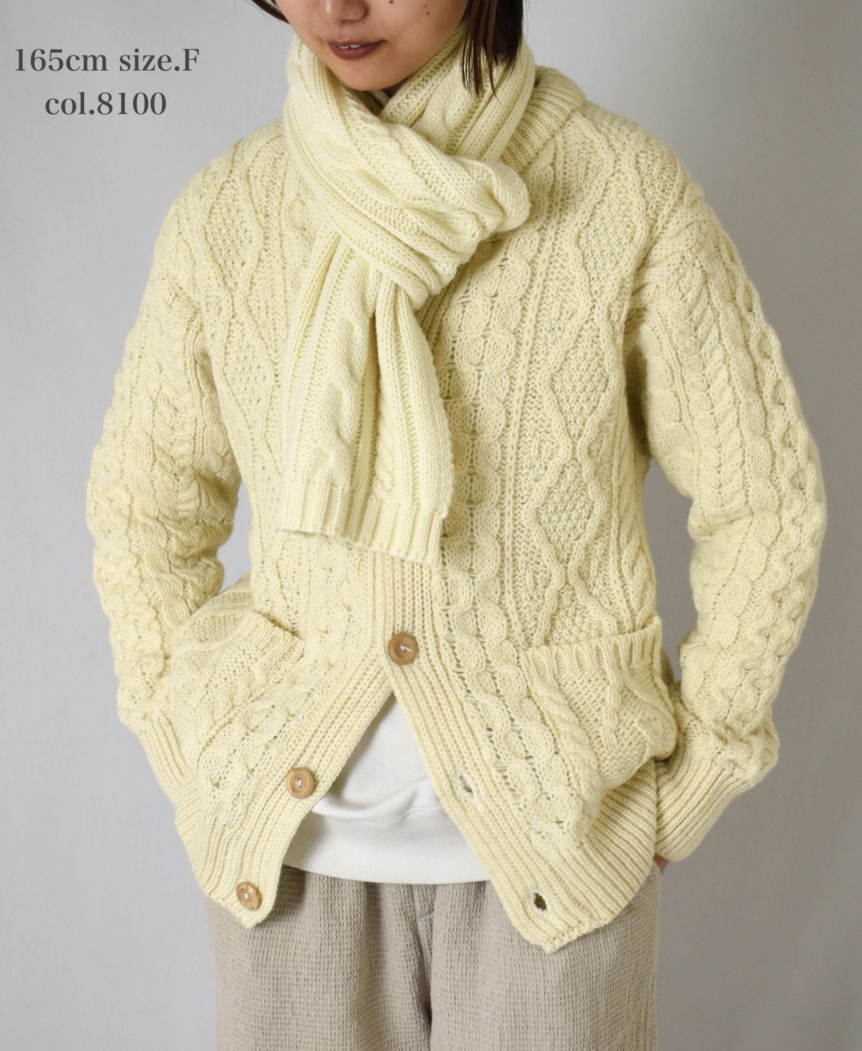 BNHT2251 (スカーフ) WOOL CABLE SCARF