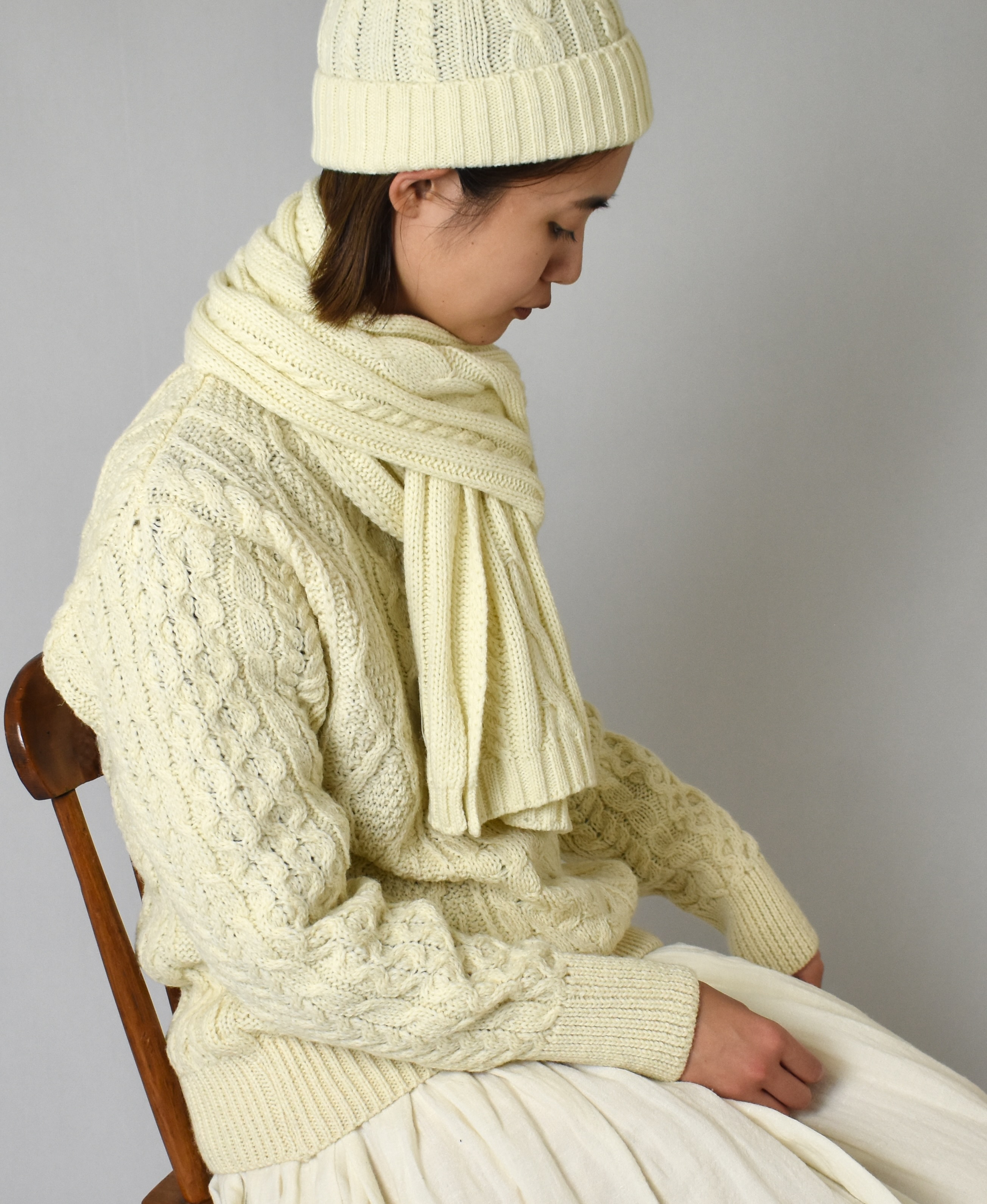 BNHT2251 (スカーフ) WOOL CABLE SCARF