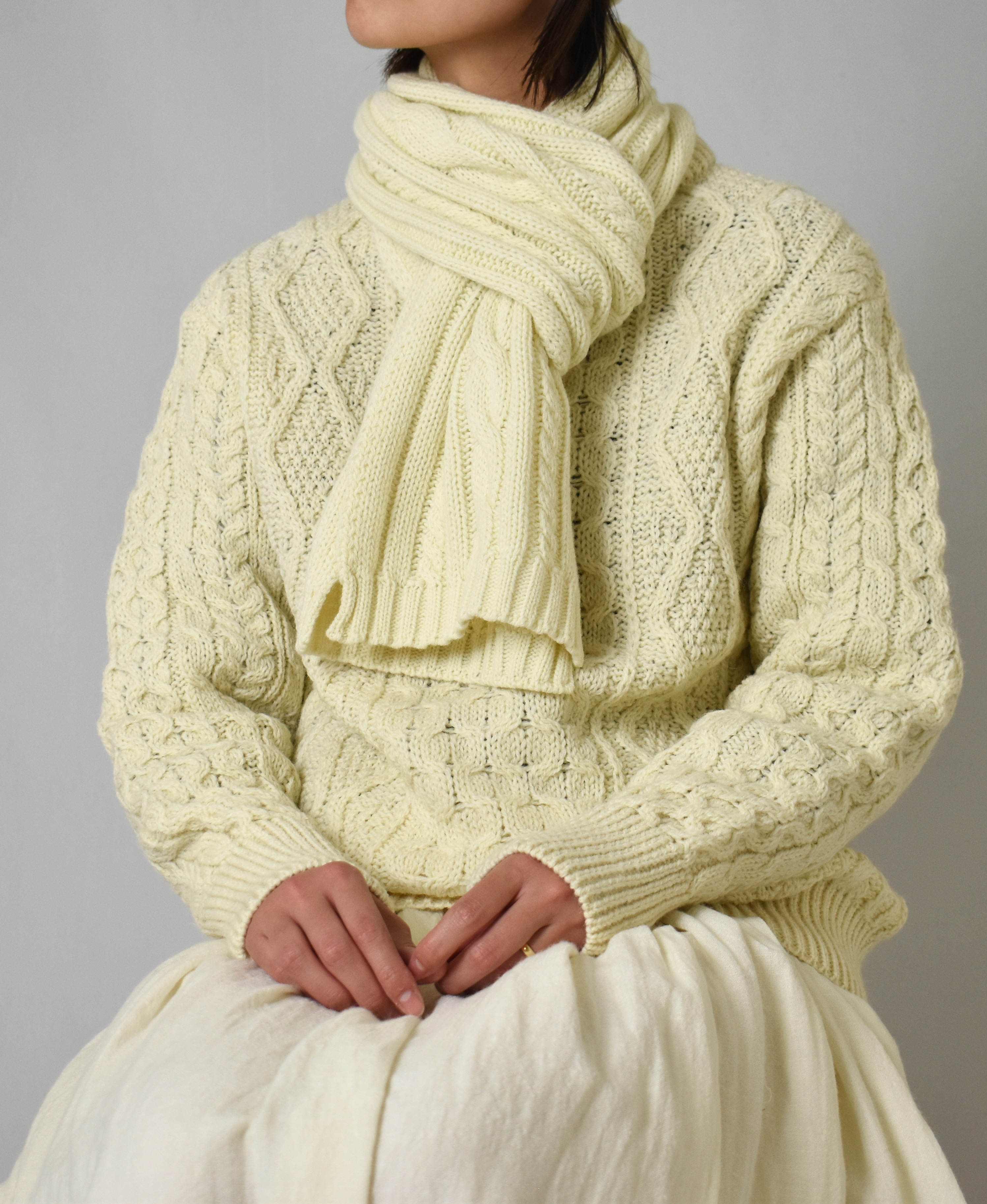 BNHT2251 (スカーフ) WOOL CABLE SCARF