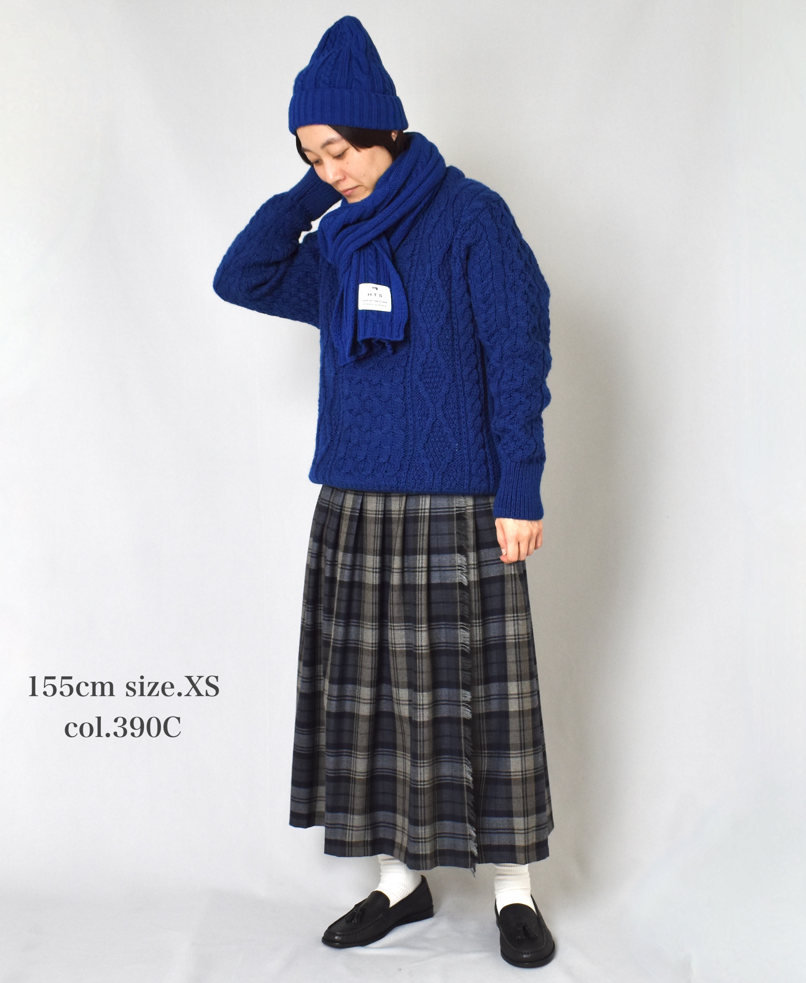 ●NOD0853 (スカート) WORSTED WOOL LOW WAIST PLEATS WRAP SKIRT LENGTH 80cm (WITH PIN)