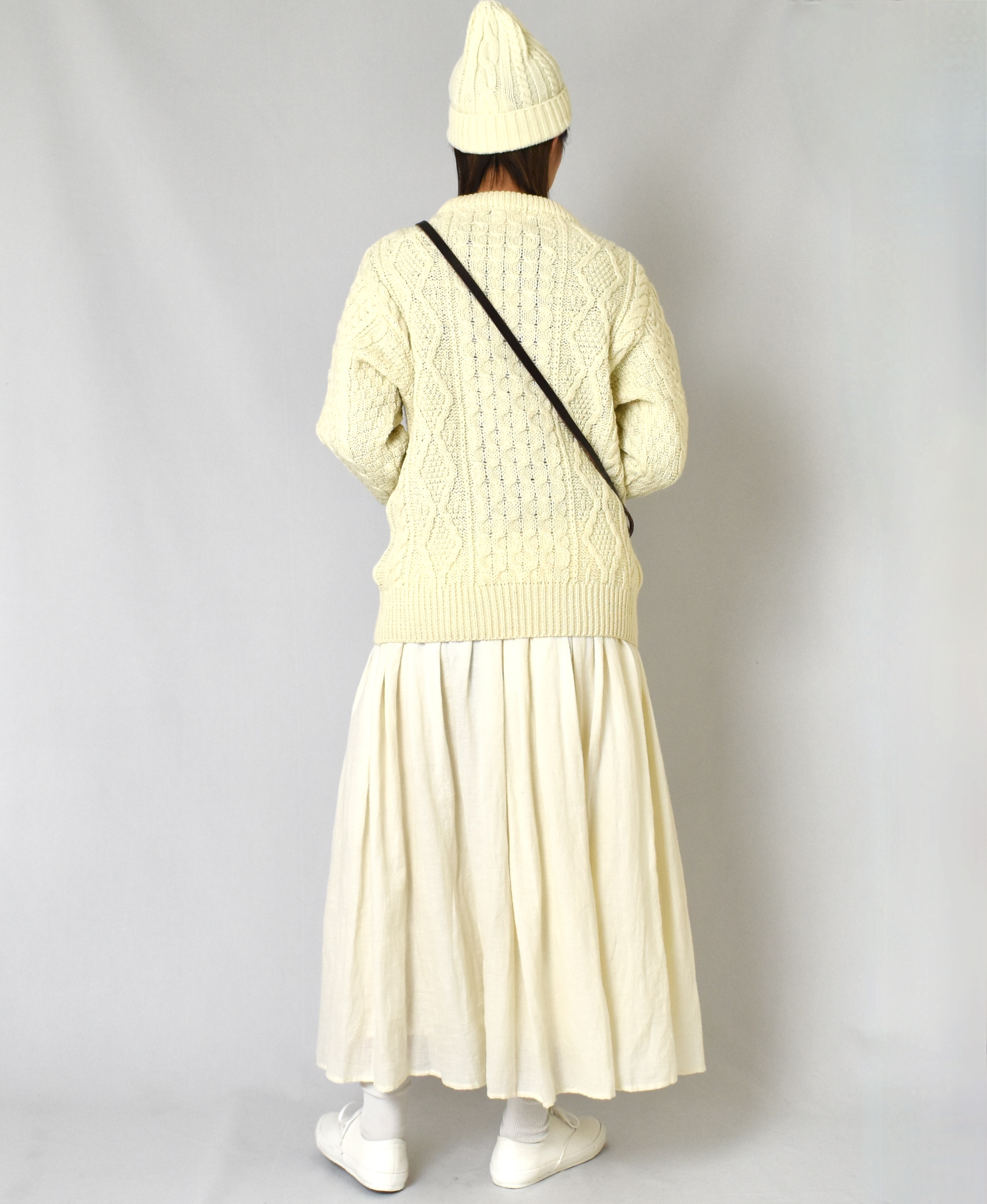 INSL23703(スカート) WOOL/LINEN PLAIN GATHERD SKIRT