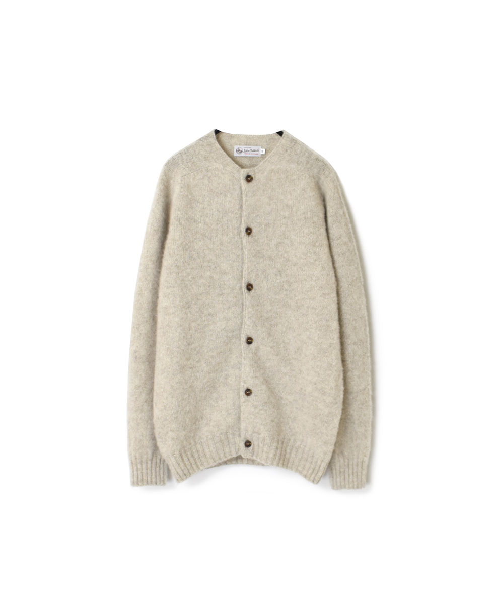 NJT2351 (ニット) SHETLAND WOOL PLAIN HEAVY BRUSH SEAM FREE CREW NECK SADDLE SHOULDER CARDIGAN