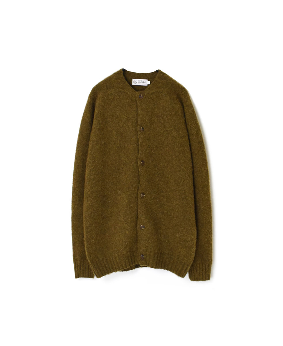 NJT2351 (ニット) SHETLAND WOOL PLAIN HEAVY BRUSH SEAM FREE CREW NECK SADDLE SHOULDER CARDIGAN