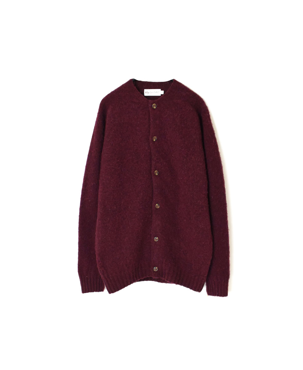 NJT2351 (ニット) SHETLAND WOOL PLAIN HEAVY BRUSH SEAM FREE CREW NECK SADDLE SHOULDER CARDIGAN