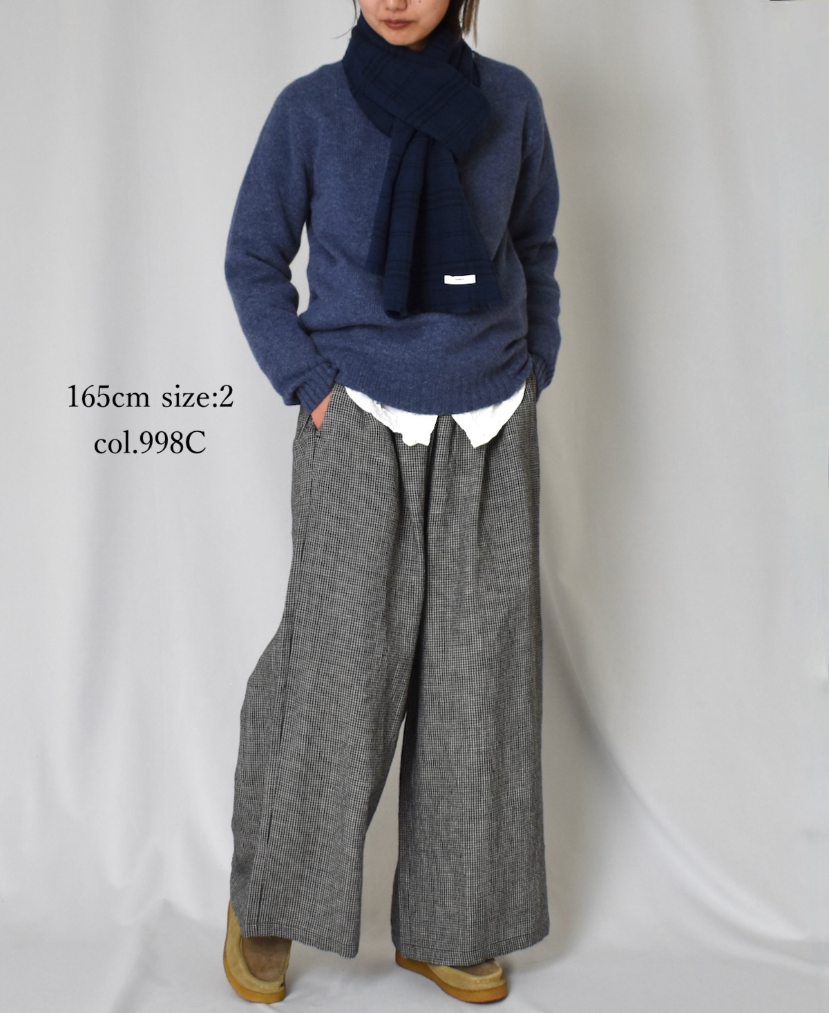 INSL22616 (パンツ) WOOL/LINEN SMALL CHECK & STRIPE EASY PANTS
