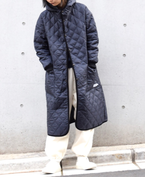 NAM2154PP (コート) POLY×POLY HEAT QUILT OVERSIZED HOODED COAT WITH RIBBED CUFF