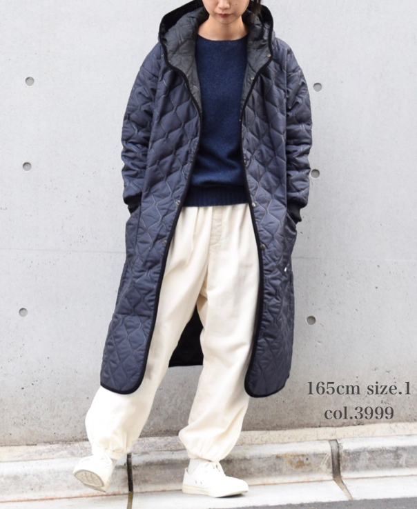 NAM2154PP (コート) POLY×POLY HEAT QUILT OVERSIZED HOODED COAT WITH RIBBED CUFF