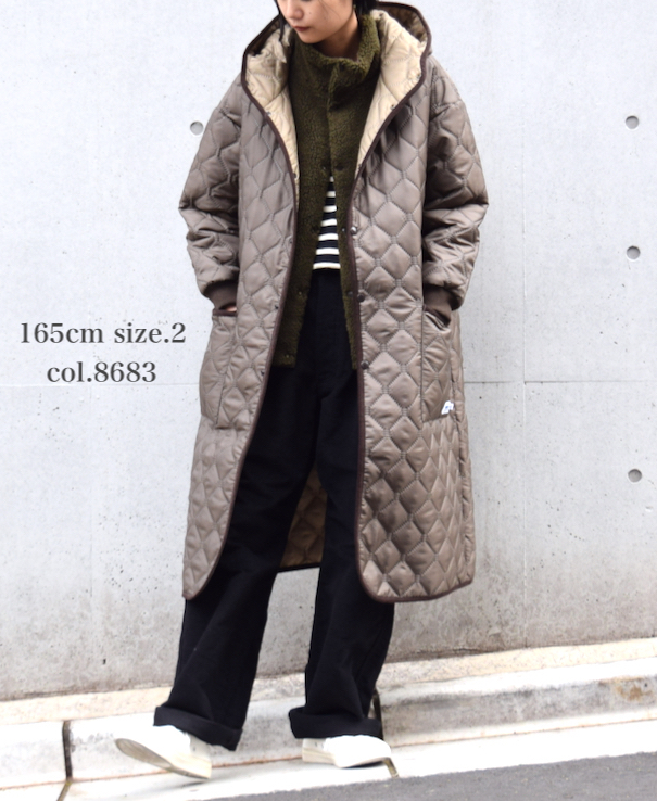 NAM2154PP (コート) POLY×POLY HEAT QUILT OVERSIZED HOODED COAT WITH RIBBED CUFF