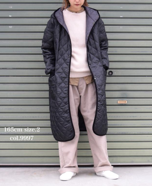 NAM2154PP (コート) POLY×POLY HEAT QUILT OVERSIZED HOODED COAT WITH RIBBED CUFF