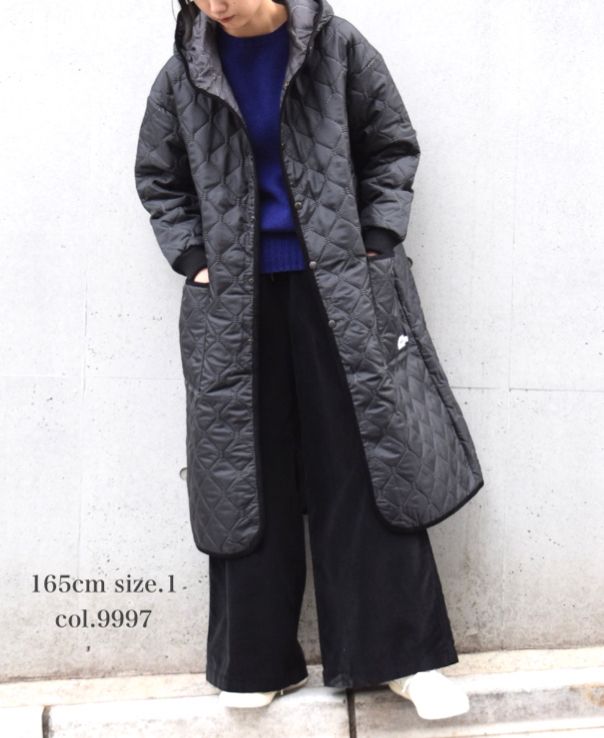 NAM2154PP (コート) POLY×POLY HEAT QUILT OVERSIZED HOODED COAT WITH RIBBED CUFF