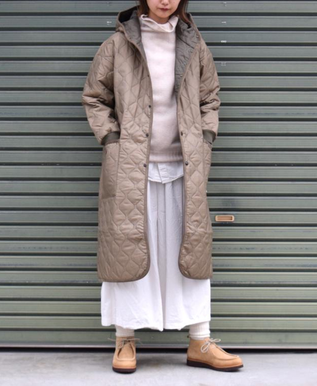 NAM2154PP (コート) POLY×POLY HEAT QUILT OVERSIZED HOODED COAT WITH RIBBED CUFF