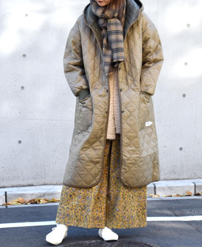 NAM2154PP (コート) POLY×POLY HEAT QUILT OVERSIZED HOODED COAT WITH RIBBED CUFF