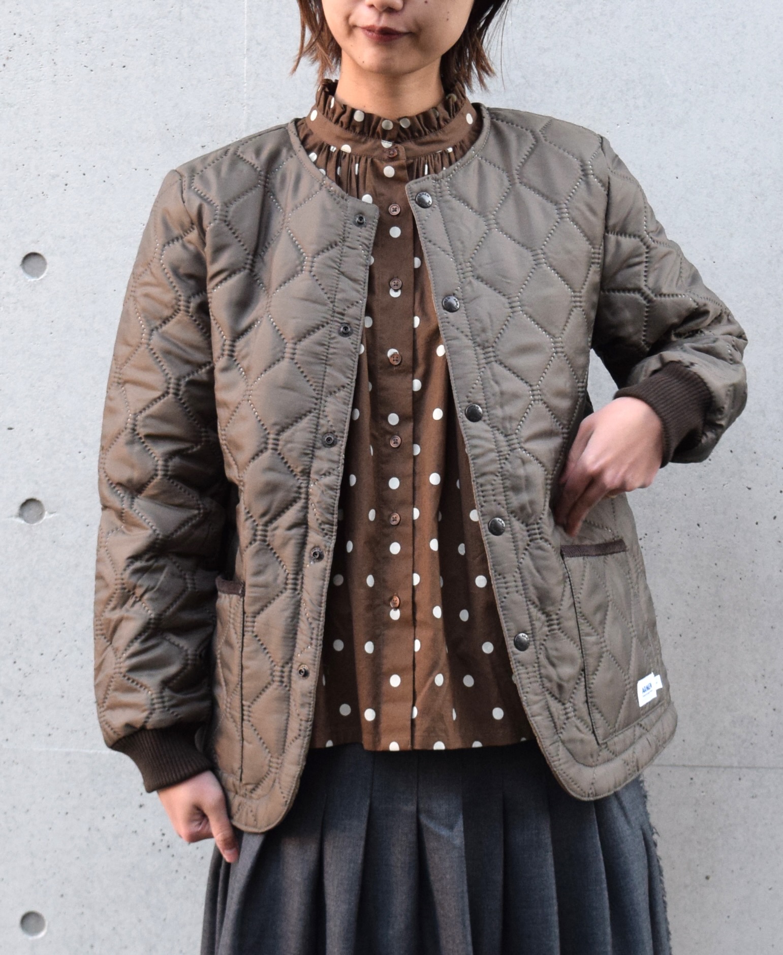 NAM2151PP (ジャケット) POLY×POLY HEAT QUILT NO COLLAR JACKET WITH RIBBED CUFF