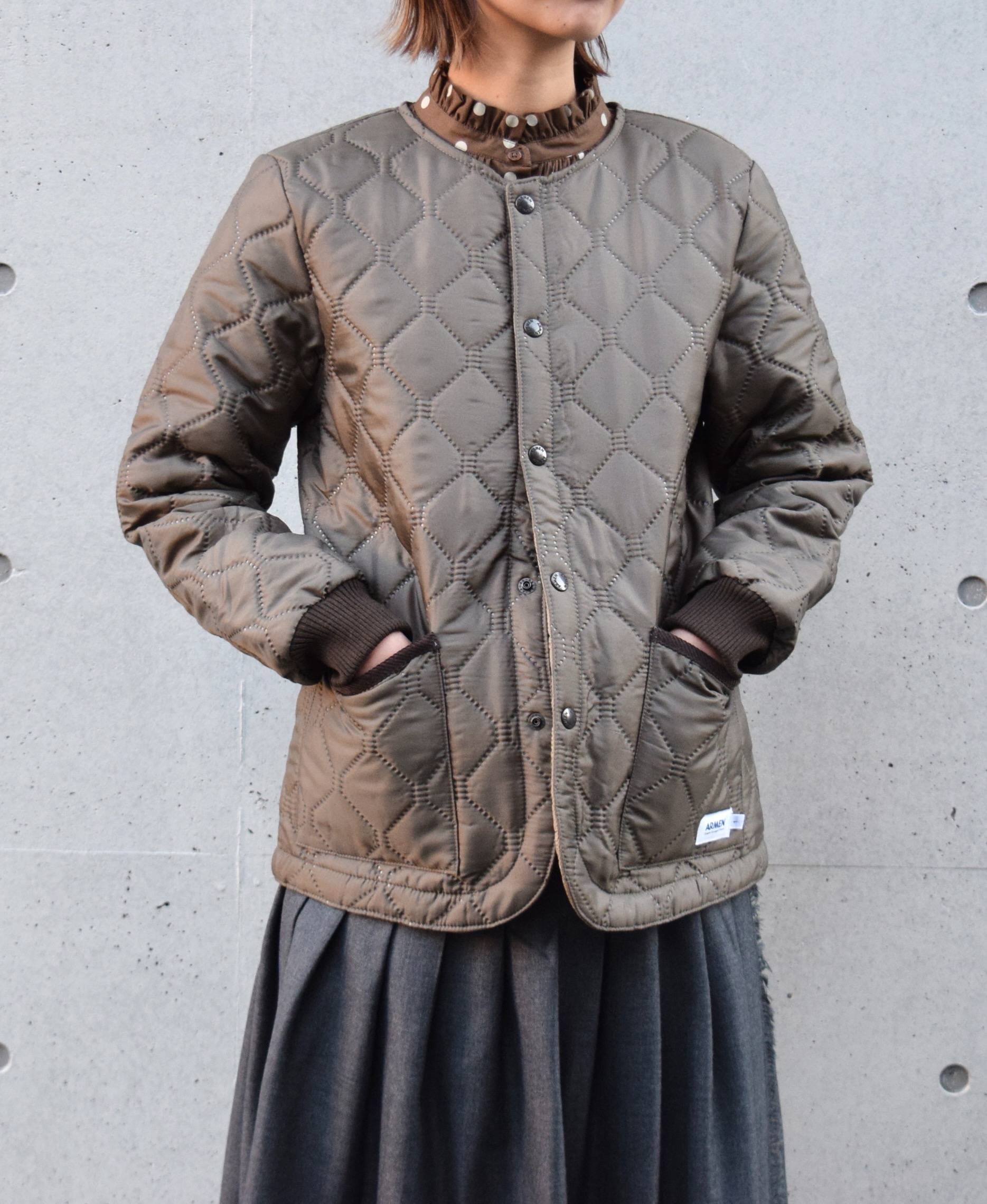 NAM2151PP (ジャケット) POLY×POLY HEAT QUILT NO COLLAR JACKET WITH RIBBED CUFF