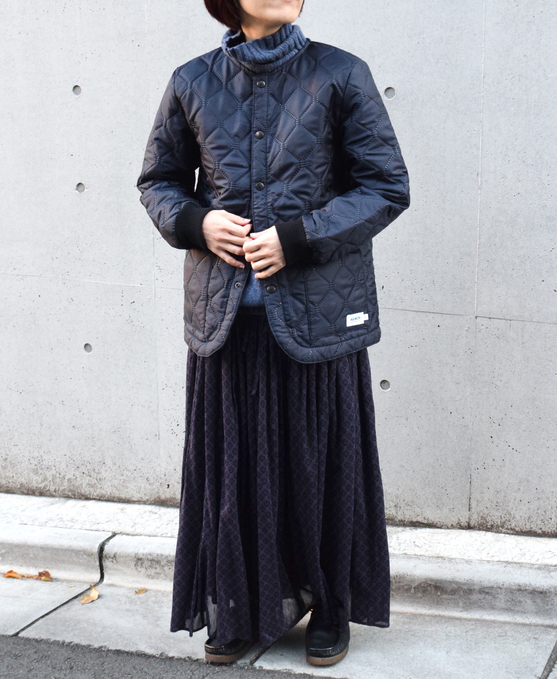 NAM2151PP (ジャケット) POLY×POLY HEAT QUILT NO COLLAR JACKET WITH RIBBED CUFF