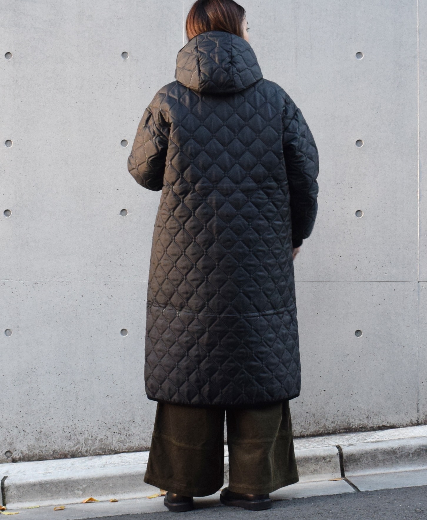NAM2154PP (コート) POLY×POLY HEAT QUILT OVERSIZED HOODED COAT WITH RIBBED CUFF