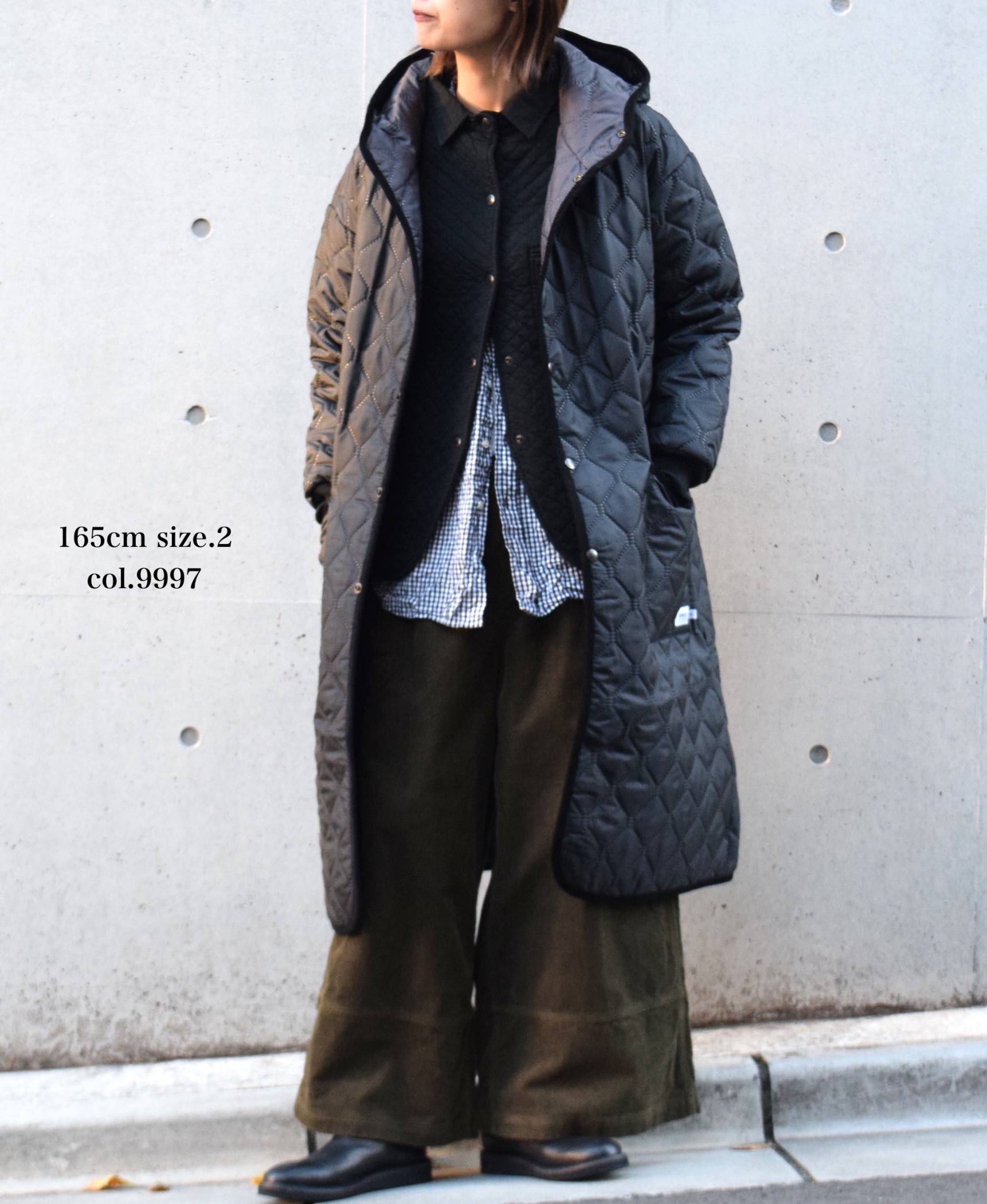 NAM2154PP (コート) POLY×POLY HEAT QUILT OVERSIZED HOODED COAT WITH RIBBED CUFF