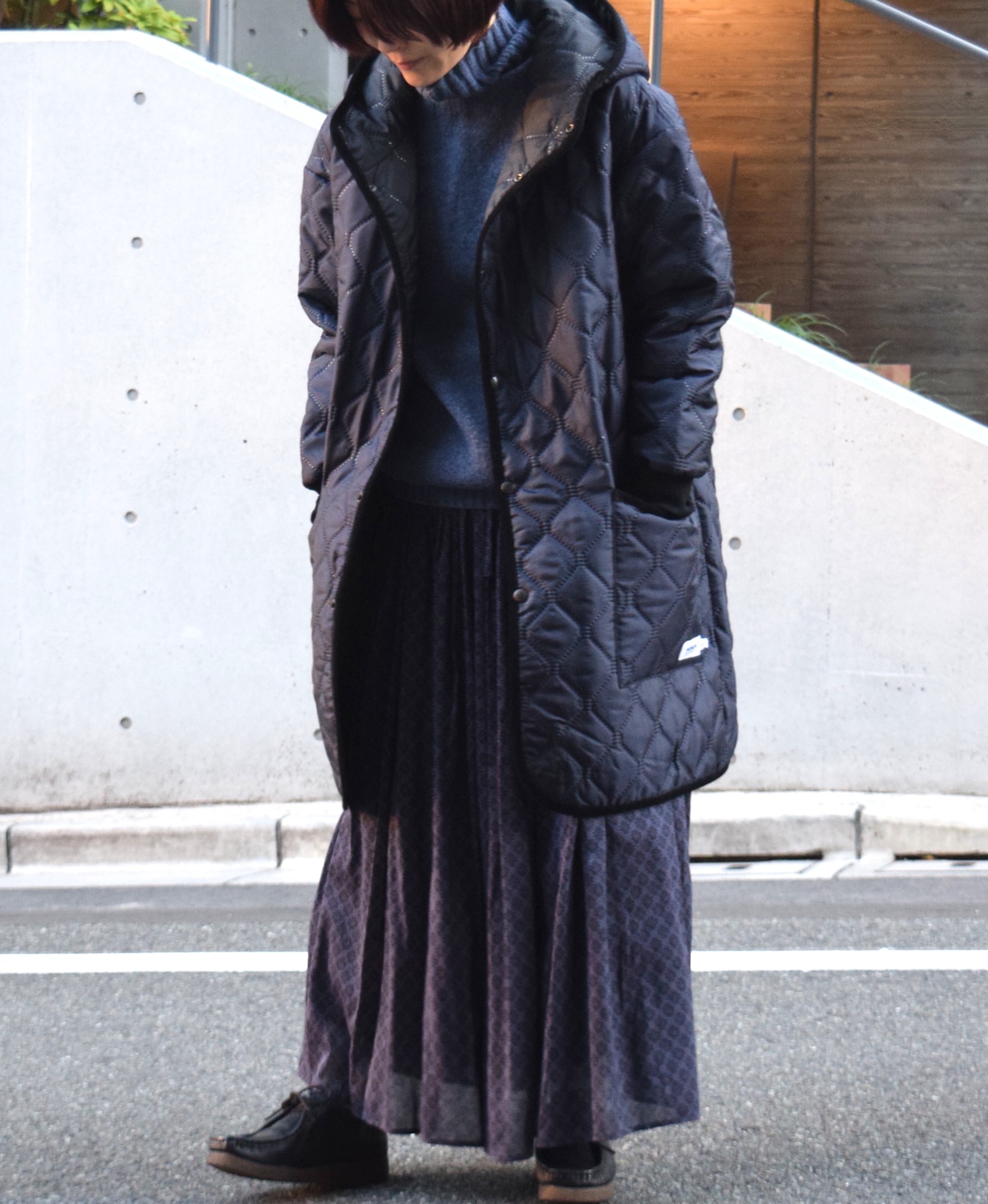 NMDS22564P (スカート) HANDWOVEN COTTON SILK REPETITIONAL FLOWER PRINT RAJASTHAN TUCK GATHERED SKIRT WITH LINING