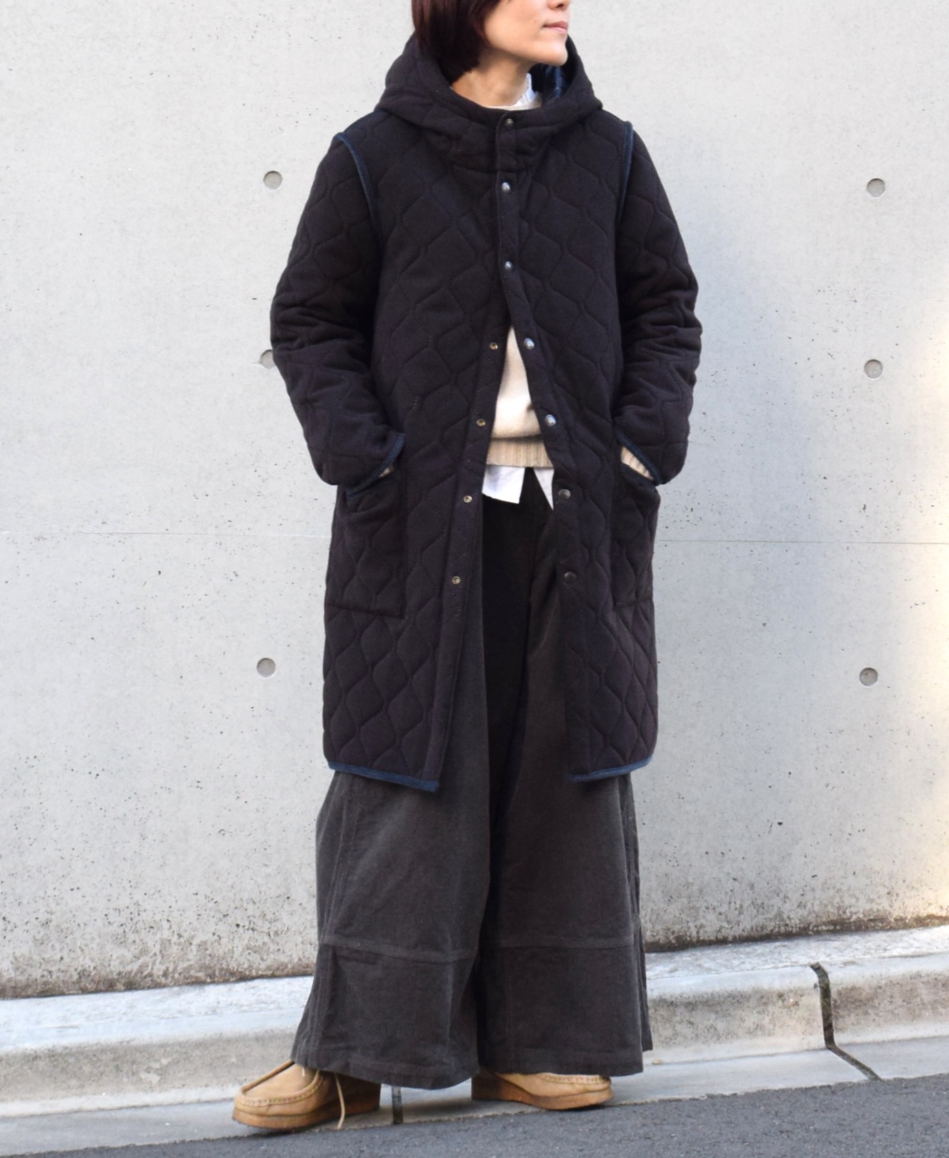 NAM1753 (コート) POLYxFLEECE HEAT QUILT REVERSIBLE HOODED COAT
