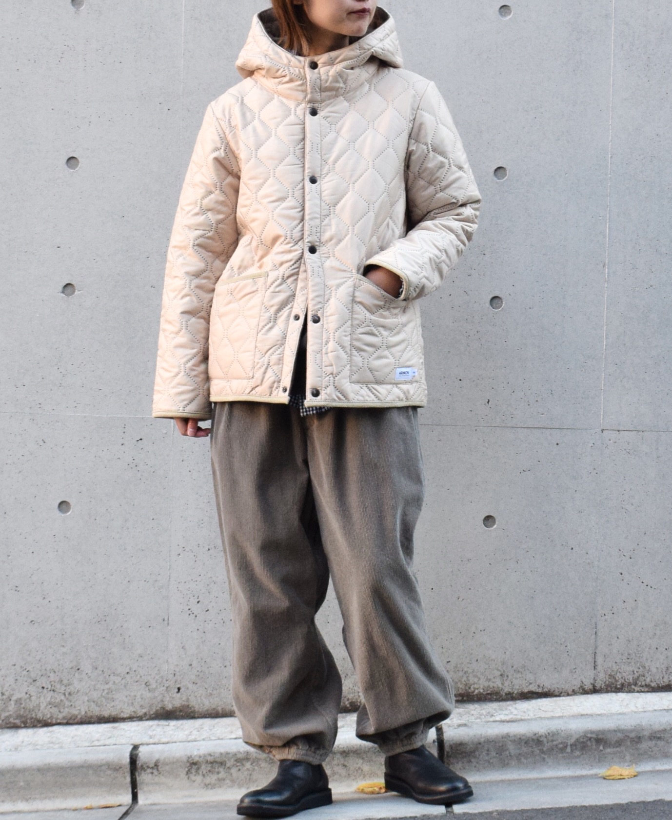 NAM1752 (ジャケット) POLYxFLEECE HEAT QUILT REVERSIBLE HIGH COLLAR HOODED JACKET