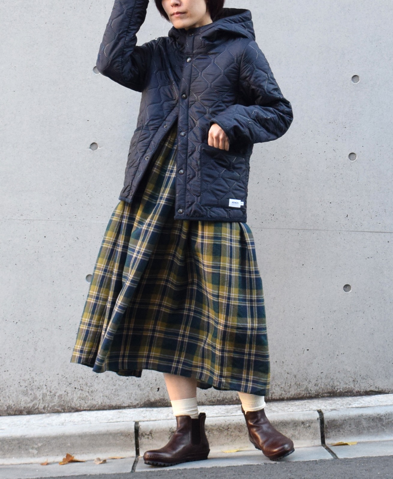 NAM1752 (ジャケット) POLYxFLEECE HEAT QUILT REVERSIBLE HIGH COLLAR HOODED JACKET