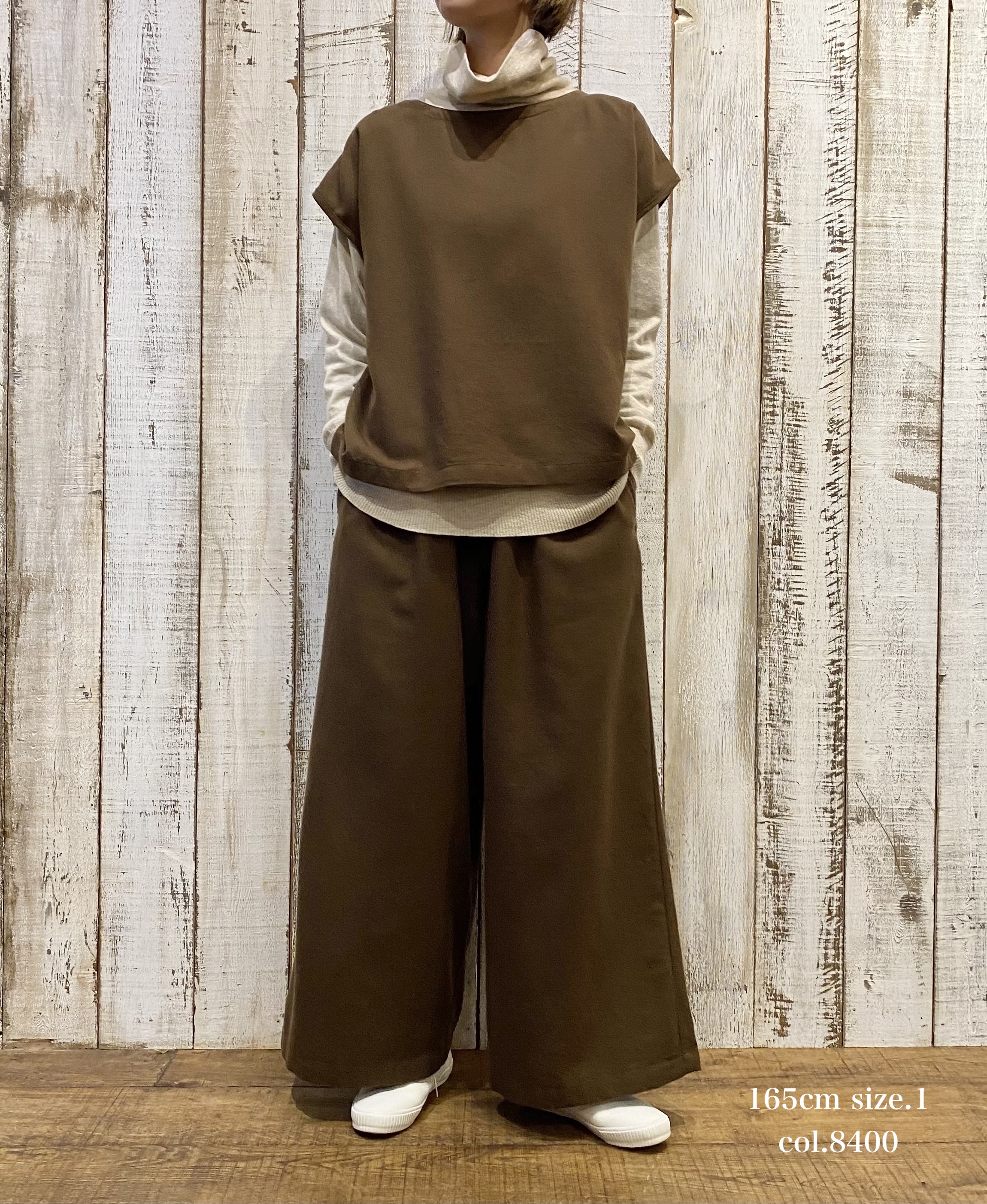 INSL23732 (ブラウス) COTTON WOOL TWILL WEAVE PLAIN FRENCH/SL BACK SIDE PLEATS PULLOVER