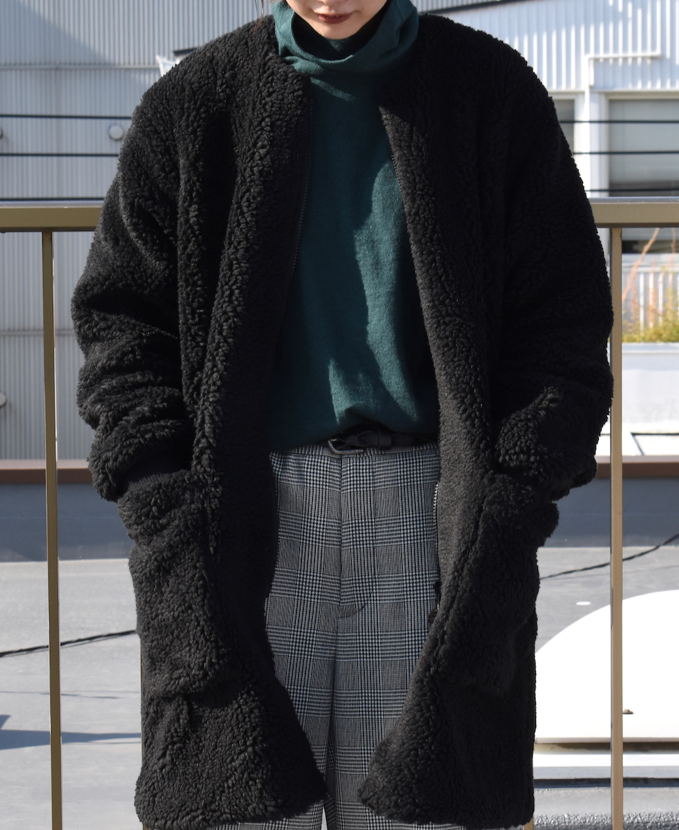 ADNAM2364 (コート) FLEECE ZIP-UP REVERSIBLE NO COLLAR COAT