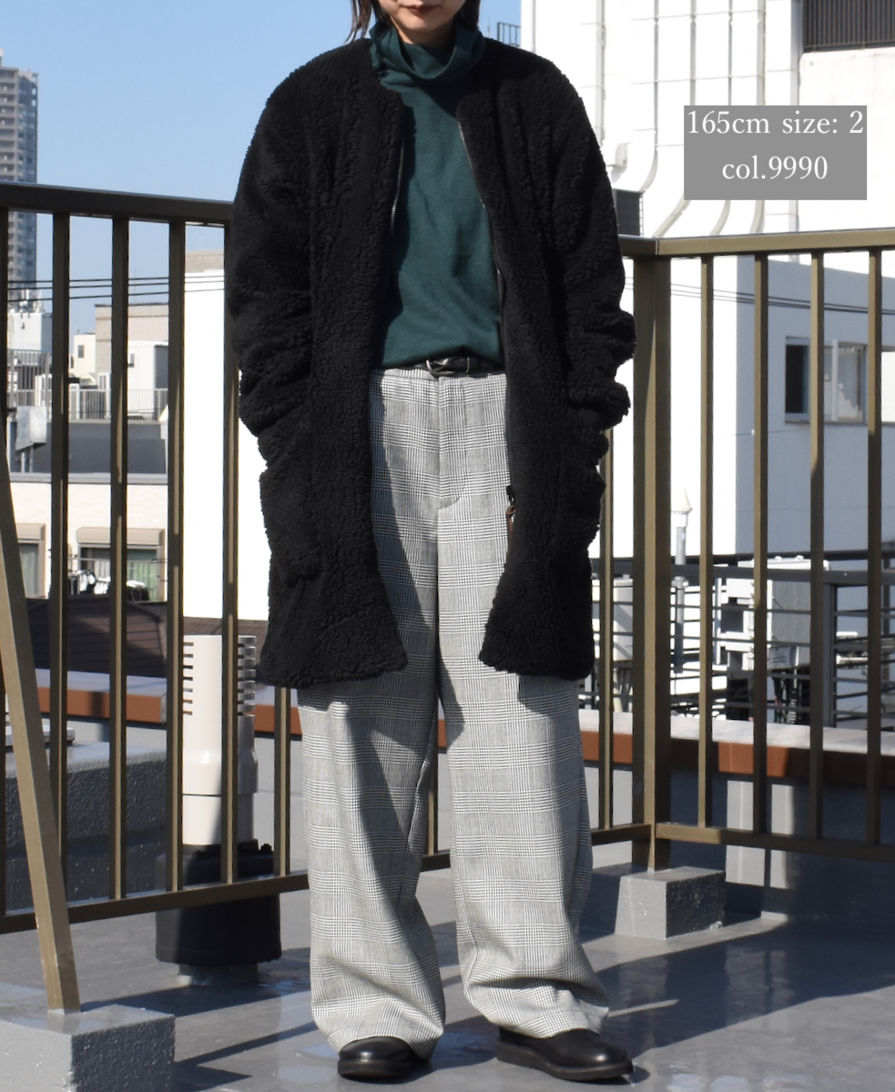 ADNAM2364 (コート) FLEECE ZIP-UP REVERSIBLE NO COLLAR COAT