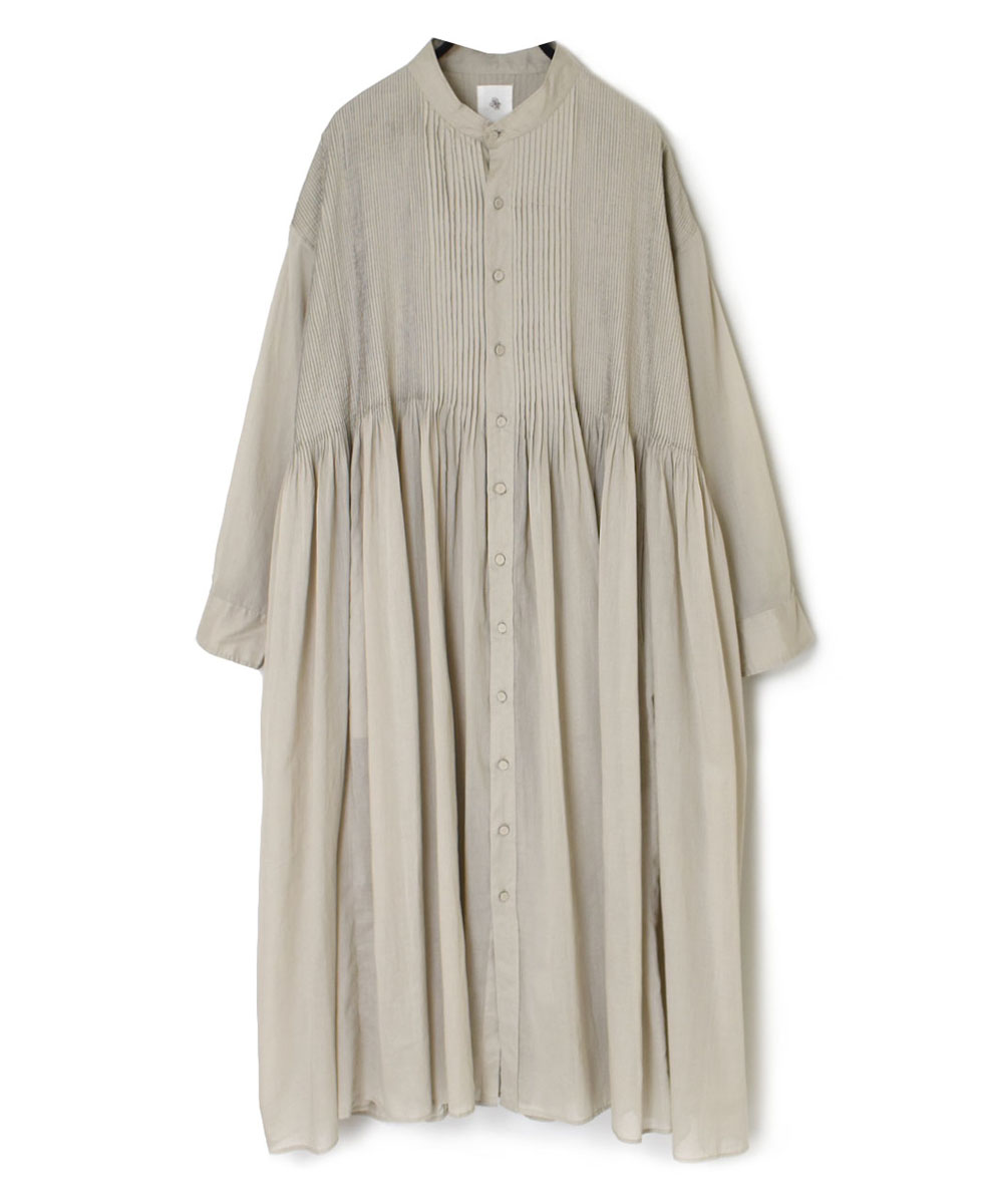 NMDS24141 (ワンピース) 80'S ORGANIC VOILE PLAIN BANDED SHIRT DRESS WITH MINI PINTUCK