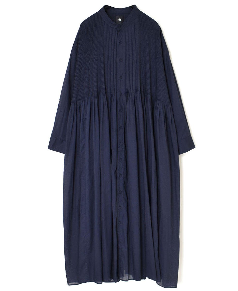 NMDS24141 (ワンピース) 80’S ORGANIC VOILE PLAIN BANDED SHIRT DRESS WITH MINI PINTUCK