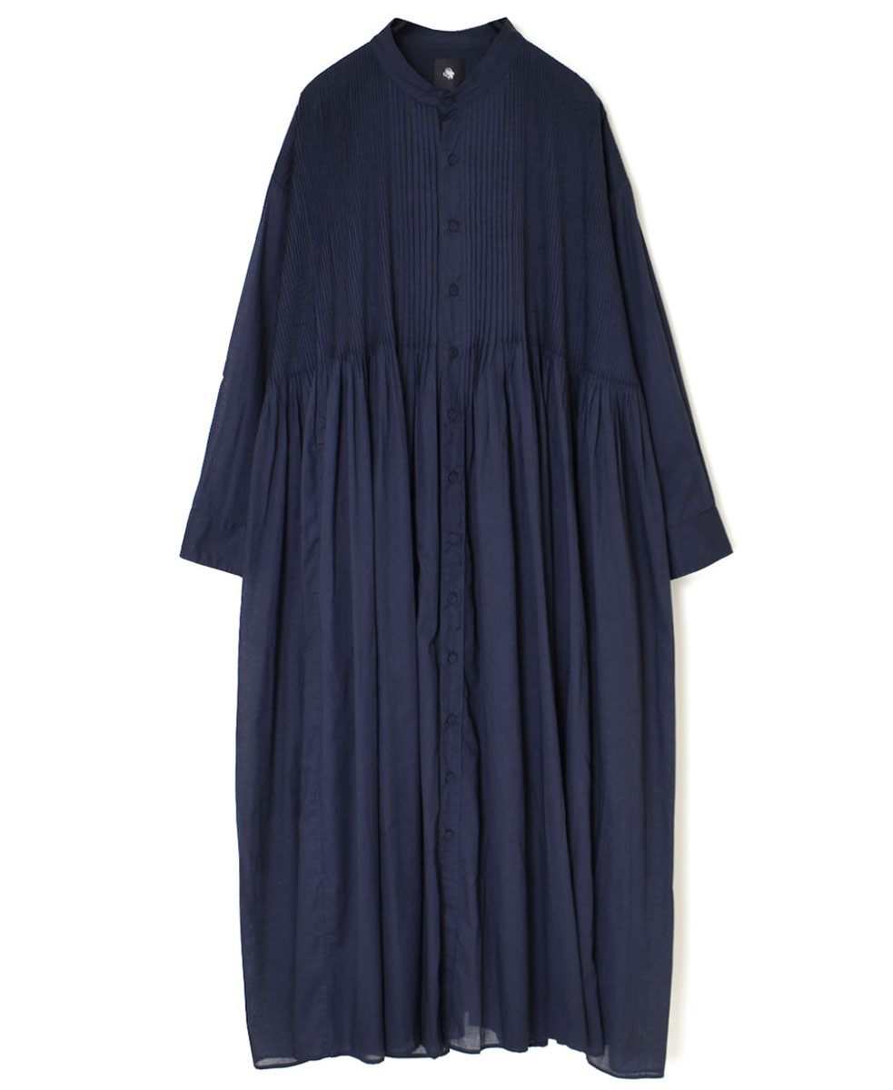 NMDS24141 (ワンピース) 80'S ORGANIC VOILE PLAIN BANDED SHIRT DRESS WITH MINI PINTUCK