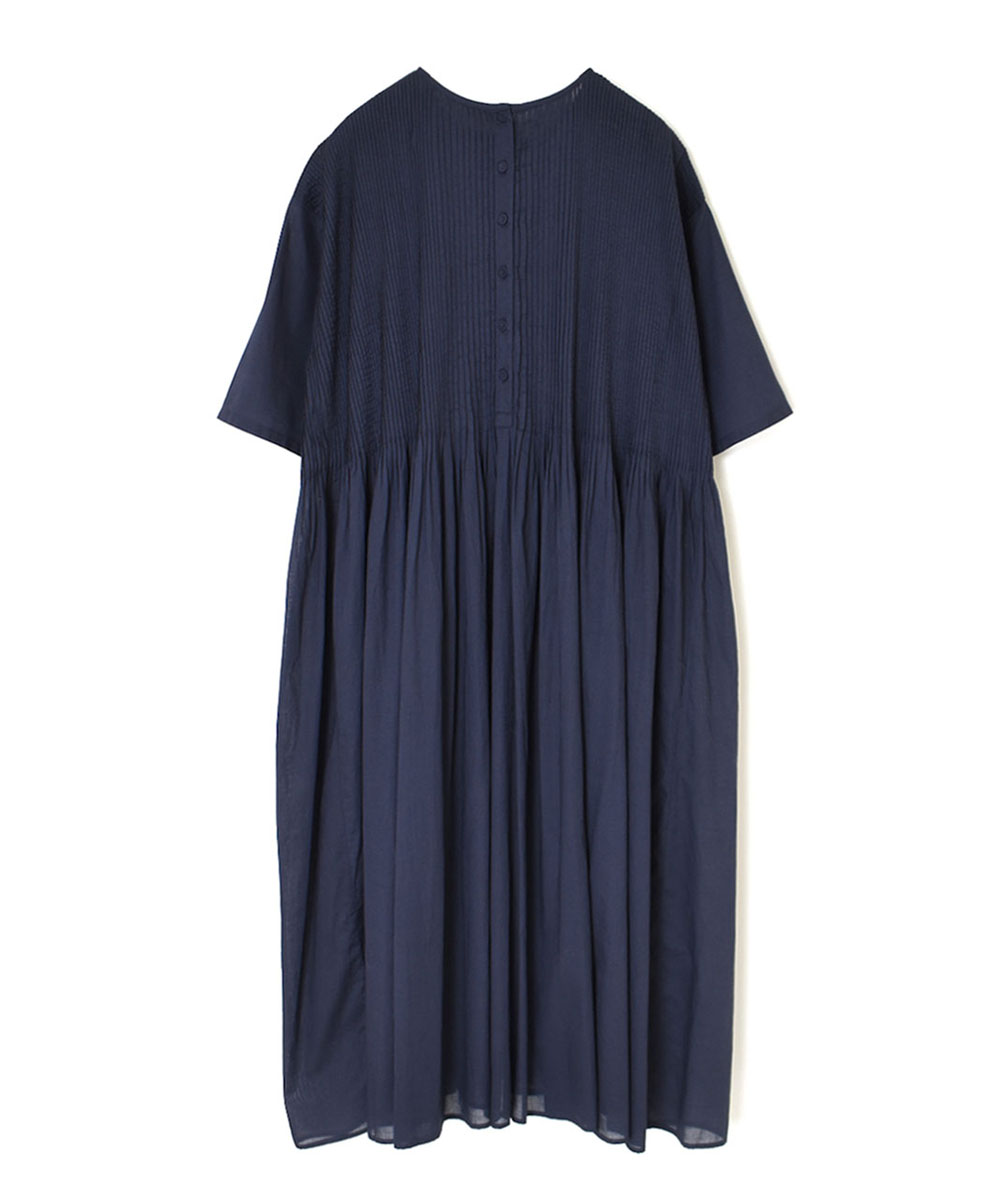 NMDS23123 (ワンピース) 80'S ORGANIC VOILE PLAIN CREW-NECK P/O DRESS WITH PINTUCK