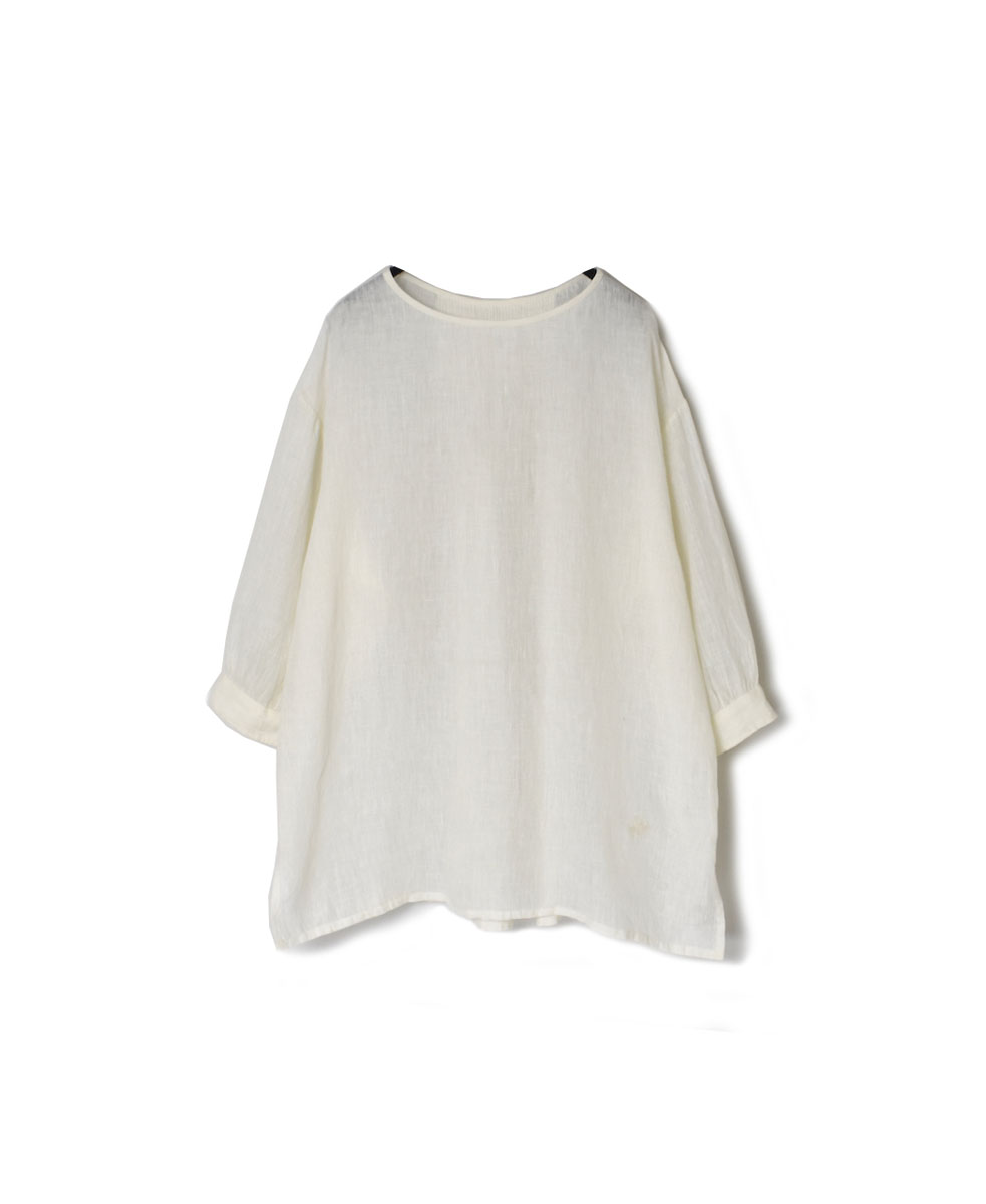 NMDS24152 (シャツ) 80'S POWER LOOM LINEN PLAIN CREW-NECK BACK PINTUCK SHIRT