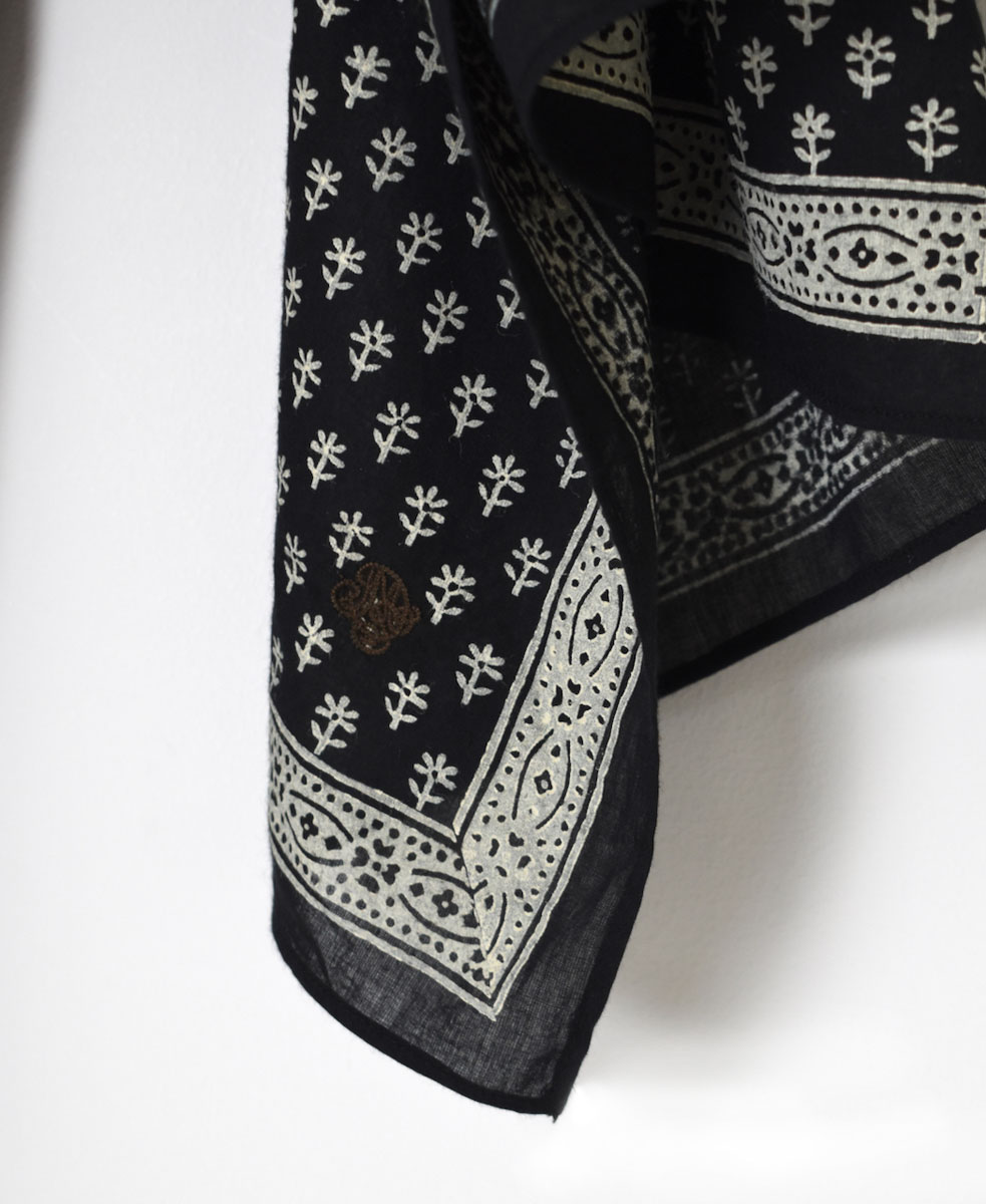 NMDS24185 (ストール) 80'S COTTON VOILE SMALL FLOWER BLOCK PRINT STOLE 90x120