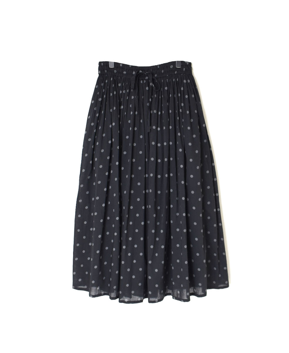 NSL24016 (スカート) COTTON VOILE DOT PRINT GATHERED SKIRT