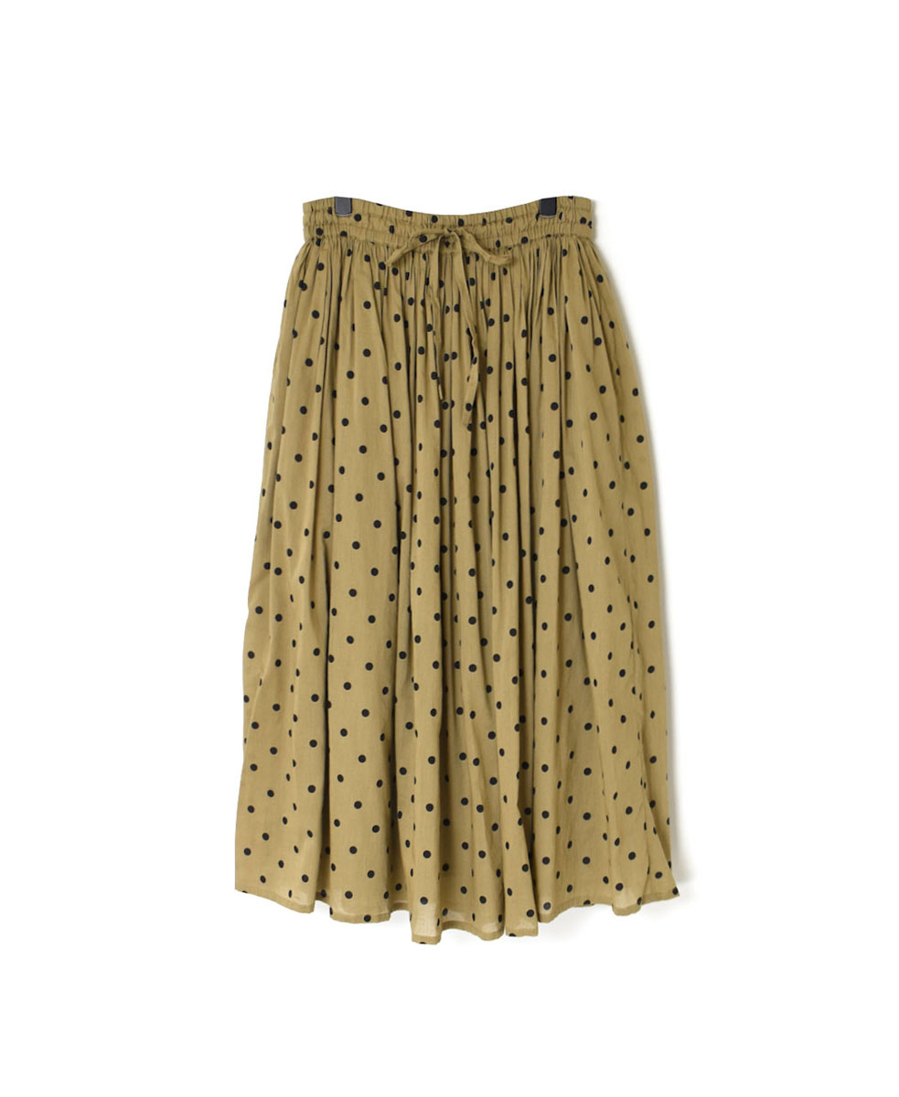 NSL24016 (スカート) COTTON VOILE DOT PRINT GATHERED SKIRT