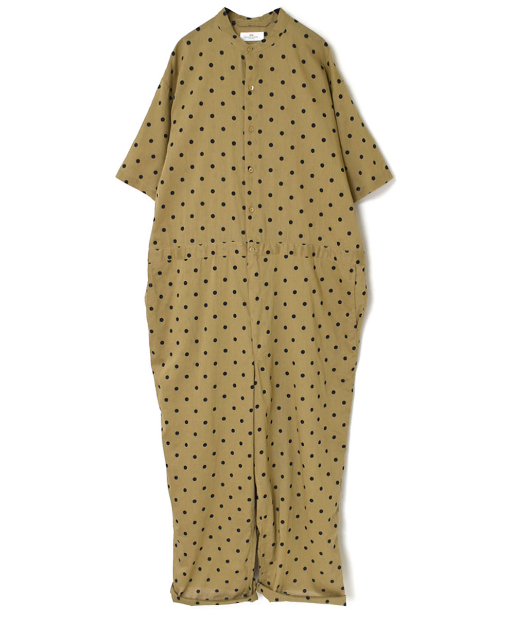 NSL24014 (オーバーオール) COTTON VOILE DOT PRINT BANDED COLLAR SHORT/SL OVERALLS