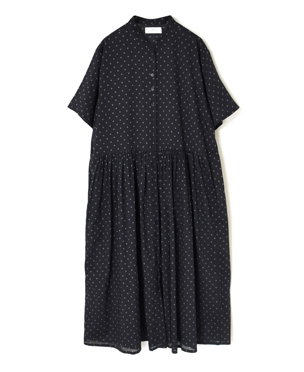 NSL22013 (ワンピース) COTTON VOILE DOT PRINT BANDED COLLAR DRESS