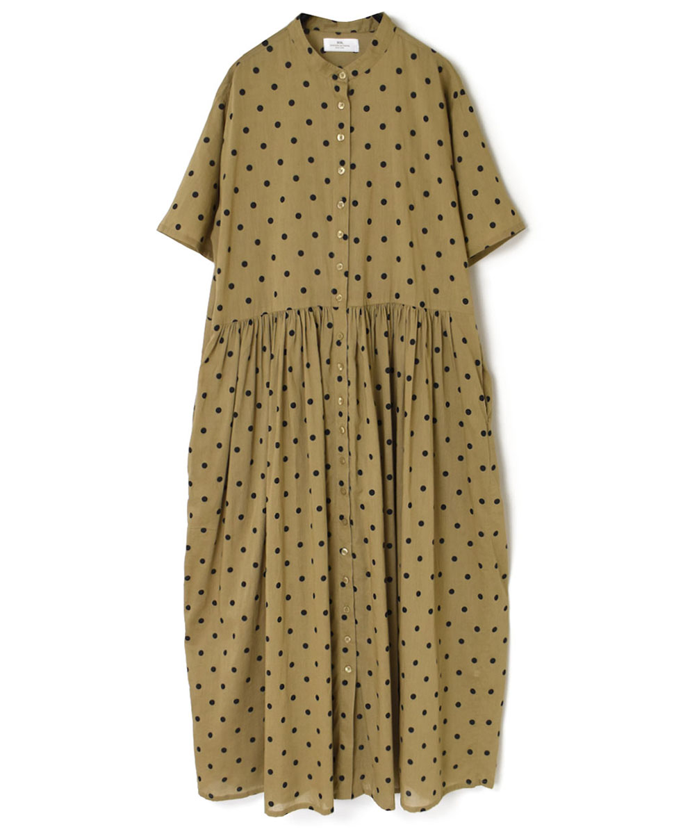 NSL22013 (ワンピース) COTTON VOILE DOT PRINT BANDED COLLAR DRESS