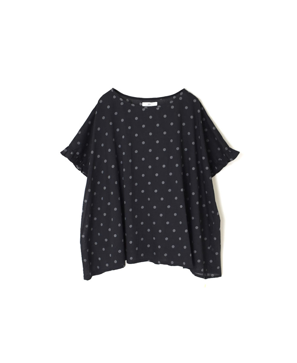 NSL24012 (ブラウス) COTTON VOILE DOT PRINT GATHERED SMOCK