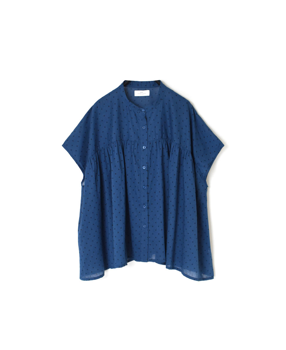 ●NSL24011 (シャツ) COTTON VOILE DOT PRINT BANDED COLLAR FRENCH/SL SHIRT