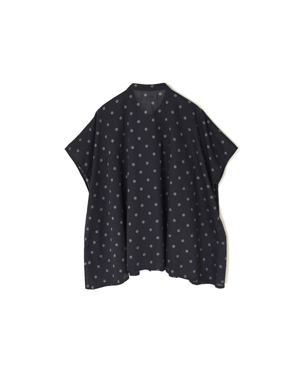 NSL24011 (シャツ) COTTON VOILE DOT PRINT BANDED COLLAR FRENCH/SL SHIRT