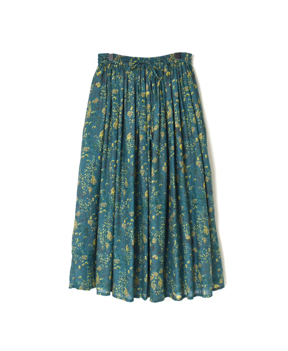 NSL24074 (スカート) COTTON FLOWER PRINT GATHERED SKIRT