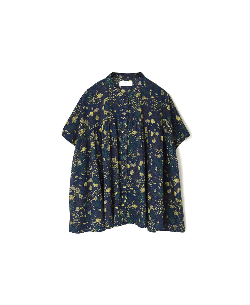 NSL24071 (シャツ) COTTON FLOWER PRINT BANDED COLLAR GATHERED SHIRT