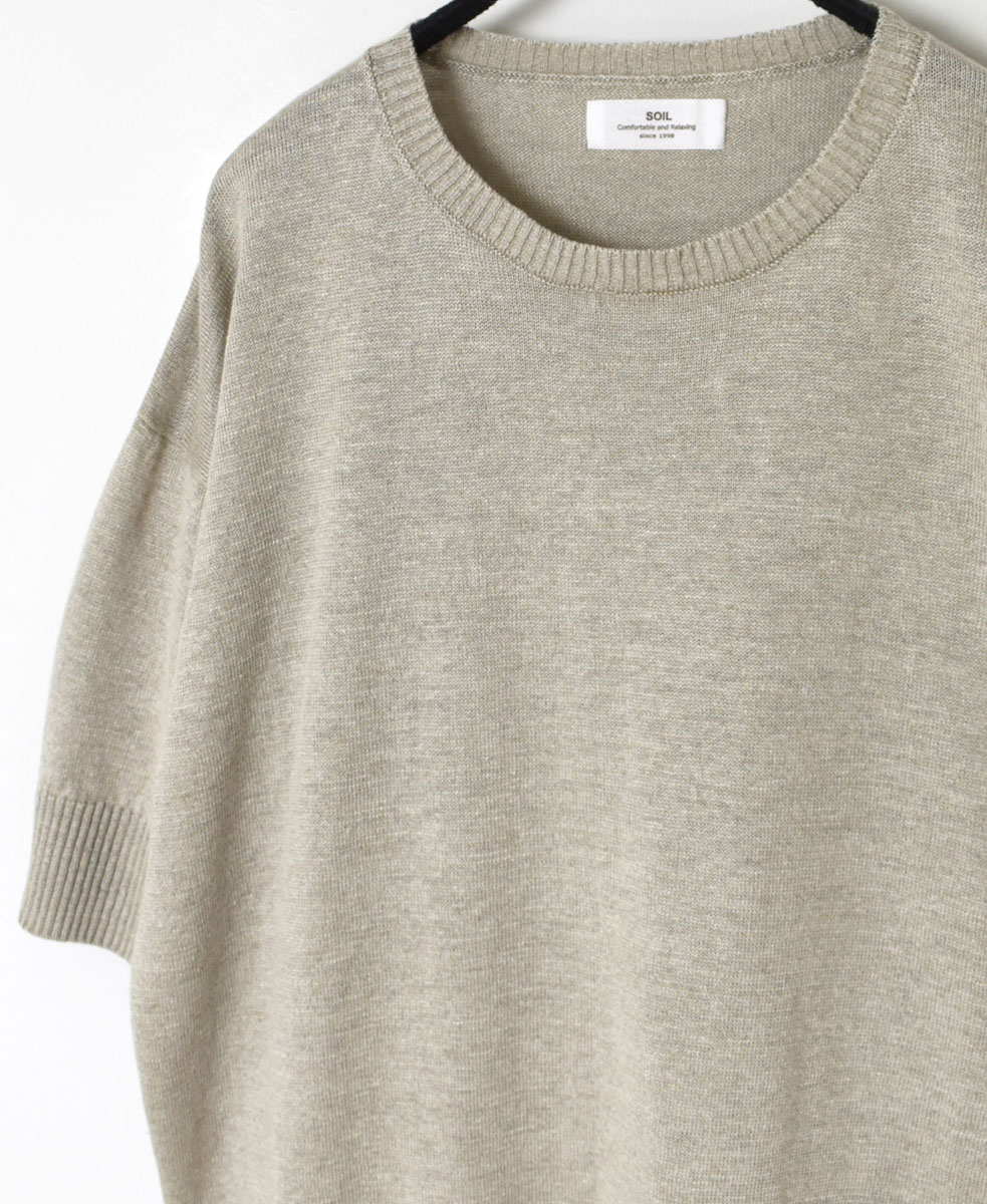 GNSL24002 (ニット) 12GG 1PLY LINEN PLAIN CREW-NECK PULLOVER